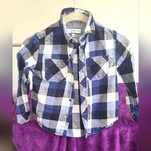 PD&C Boy's Blue Checked Collared Button Up Shirt, Size 4 - Picture 1 of 3